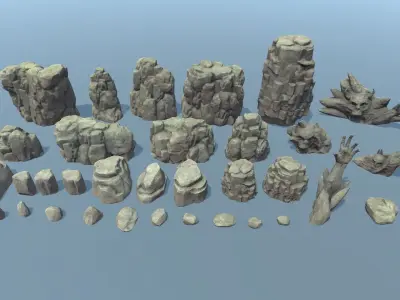 Rock pack Low-poly 3D model