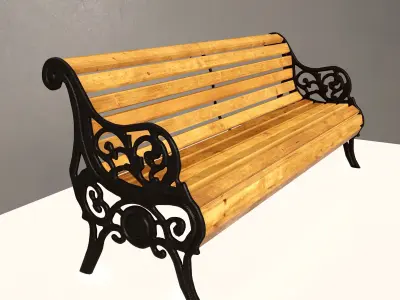 Public Bench  Low-poly 3D model