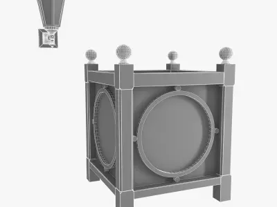 Exterior wall sconce and metal planter 3D model