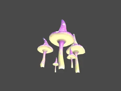 Fantasy Mushroom G08 Purple Yellow - Scene Backdrop Design Low-poly 3D model
