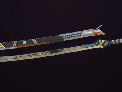  Sci-Fi Sword 01 All PBR Unity UE Textures Included Low-poly 3D model