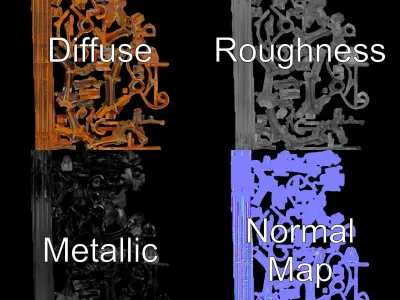 Vintage Iron Lamp Post Model Pack for Architectural Design Low-poly 3D model