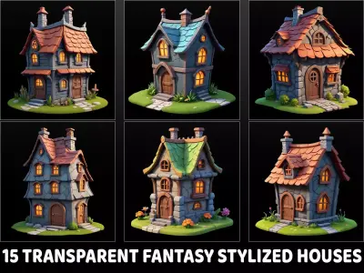 55 Fantasy Stylized Houses Texture