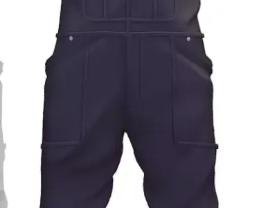 Overalls - Blue Jeans - Unisex Casual Wear - Street Style Cloth 3D model