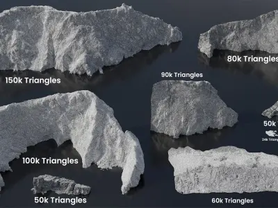  Atlantic Ocean Cliff Coast Line Scan PBR 3D Model Collection 