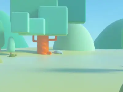 cartoon forest scene 3D model