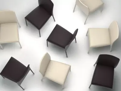 Deli pair of leather dining chairs 3D model