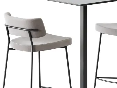 Bar Table Dado S70 by Mobliberica and Marlen Bar Chair by TrabA 3D model