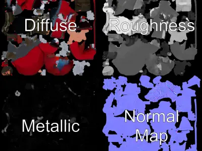 Elderly Warrior Viking Character with Antlered Cloak Rigged a... Low-poly 3D model