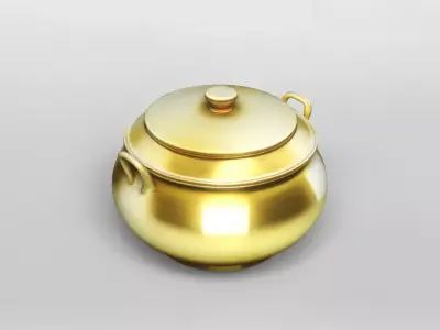 Elegant Golden Soup Pot 3D Model 3D model