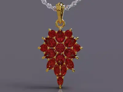 Prong set multi shaped gemstones necklace 3D print model