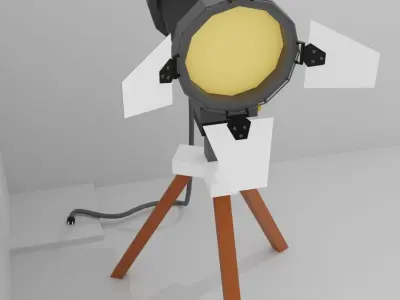 Spotlight Low Poly projector lamp on tripod 3D model
