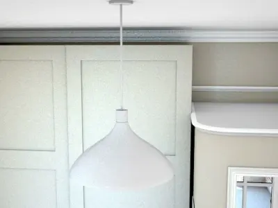white pendant light with gold inside 40cm dia Low-poly 3D model