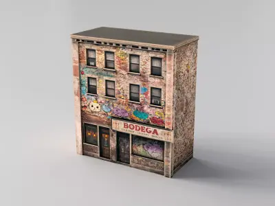 Street wall building Low-poly 3D model  Low-poly 3D model