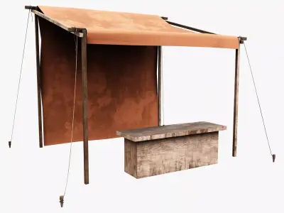 Market Stall Cotton Low-poly 3D model