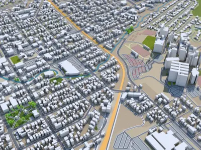 San Luis Obispo California USA 20km Low-poly 3D model