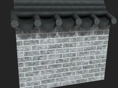 Korean Traditional Hanok Wall 01 Low-poly 3D model