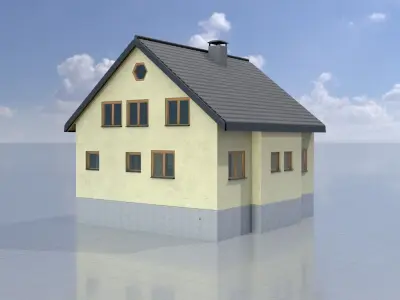 Modern single-family house version 2 R Low-poly 3D model