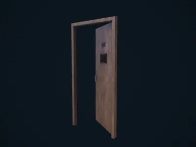 Wooden Door Low-poly 3D model 14