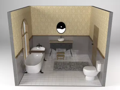Retro Bathroom  Low-poly 3D model
