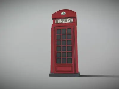 Red Telephone Box Low-poly 3D model