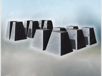 Set of 22 concrete dragon teeth for defensive fortifications hig 3D print model