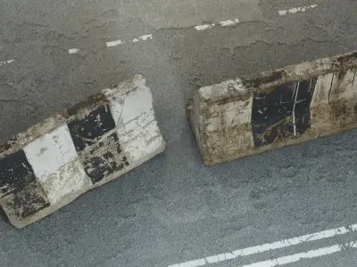 Concrete road barrier Low Poly - Game Ready Low-poly 3D model