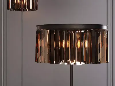 RH 1920S ODEON RHYS SMOKE GLASS FLOOR LAMP 2-TIER Black 3D model