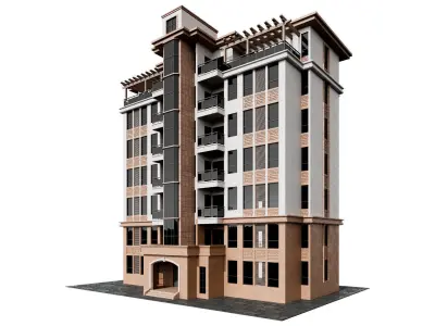 Residential Building 8 Storey Apartment 3D model