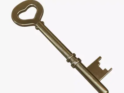 Gold key 3D model Low-poly 3D model