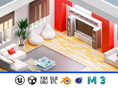 Room 24 Low-poly 3D model