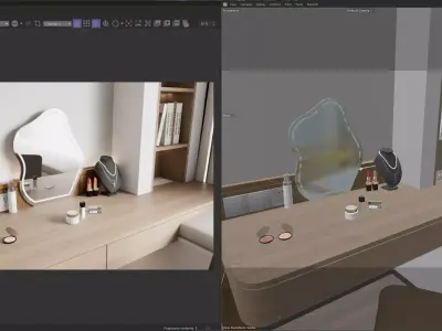 Japandi Style Modern Bedroom Interior  Cinema 4D  Redshift 3D model