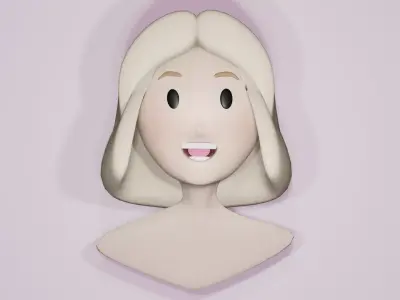 UI Stylised girl charecter head 3D model