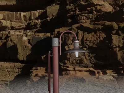 Street Light -7- Red Version -1 Lamp- Low-poly 3D model