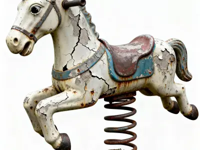 Weathered Horse Spring Rider 3D Model Low-poly 3D model