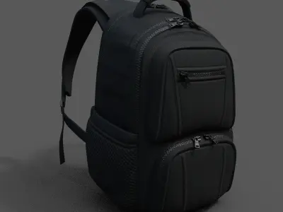Backpack Camping Generic military Black baggage  Low-poly 3D model