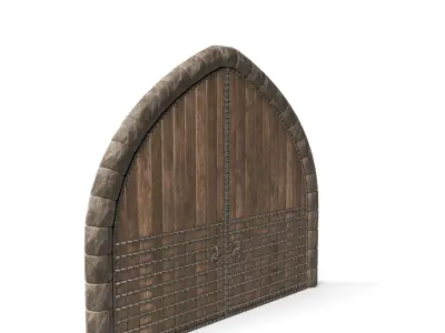 Medieval Arched Wooden Door  3D model