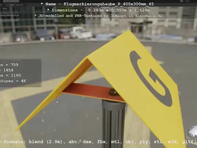 Flugmarkierungshaube mit Aluminiumpfosten 400x300mm 45 Low-poly 3D model