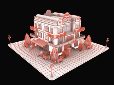 Model STYLIZED BUILDING - Hotel 3 3D model