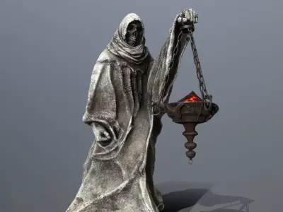 old Statue  Low-poly 3D model