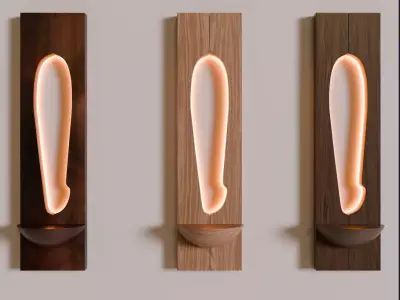 Wooden wall lamp Low-poly 3D model