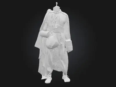 Vagabond Attire on Display  Worn Threads of a Wandering Soul 3D model