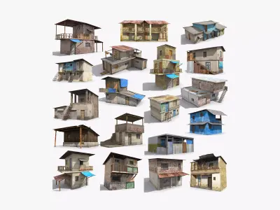 19 Slum Collection Low-poly 3D model 3D Model Pack