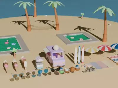 Summer asset pack full colletcion 3D model