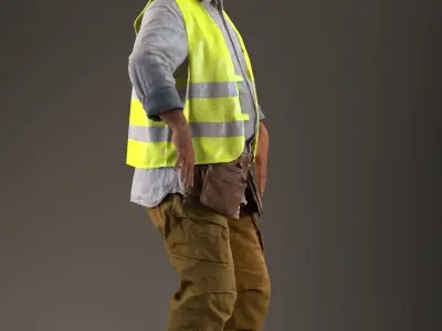 Rigged 3D construction worker Low-poly 3D model