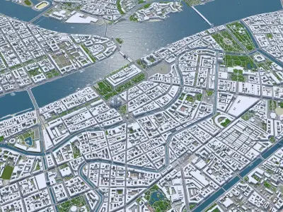 Saint Petersburg Downtown Russia Low-poly 3D model