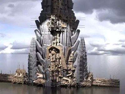Sci-Fi City Royal  Pyramid Tower Kit bash 3D model