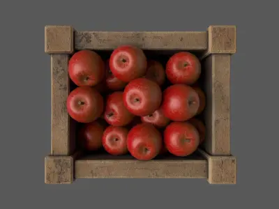 Stylized Medieval Market Tent and Food Crates Low-poly 3D model