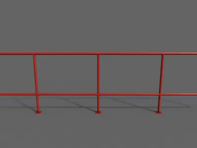 PBR Pedestrian Guard Rail Red V5 Low-poly 3D model