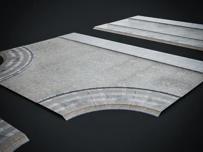 ROAD SET MODULAR ART DECO STEAMPUNK  Low-poly 3D model